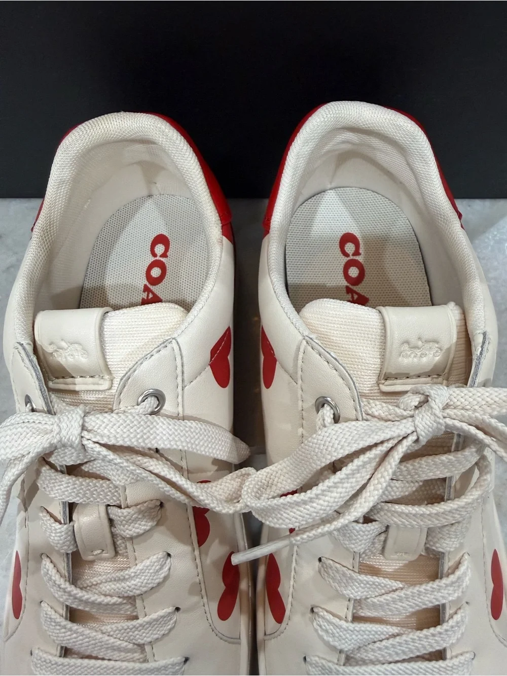 Coach Lowline Heart-Print Leather Sneaker New Size 8